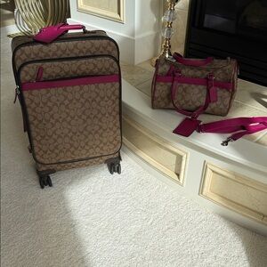 Coach Brown and Pink Luggage Set
